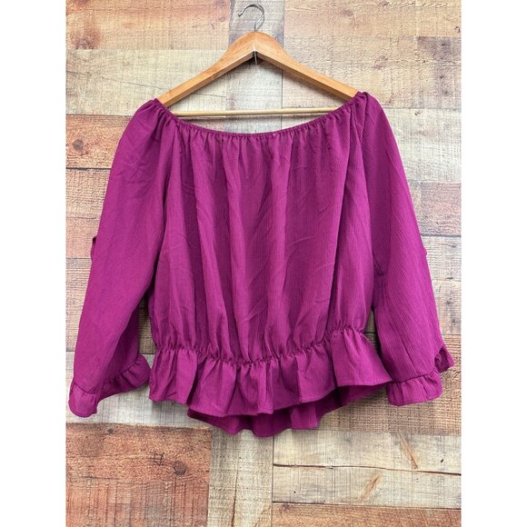 She + Sky Off-Shoulder Ruffle Blouse L Cotton/Polyester - Picture 6 of 7